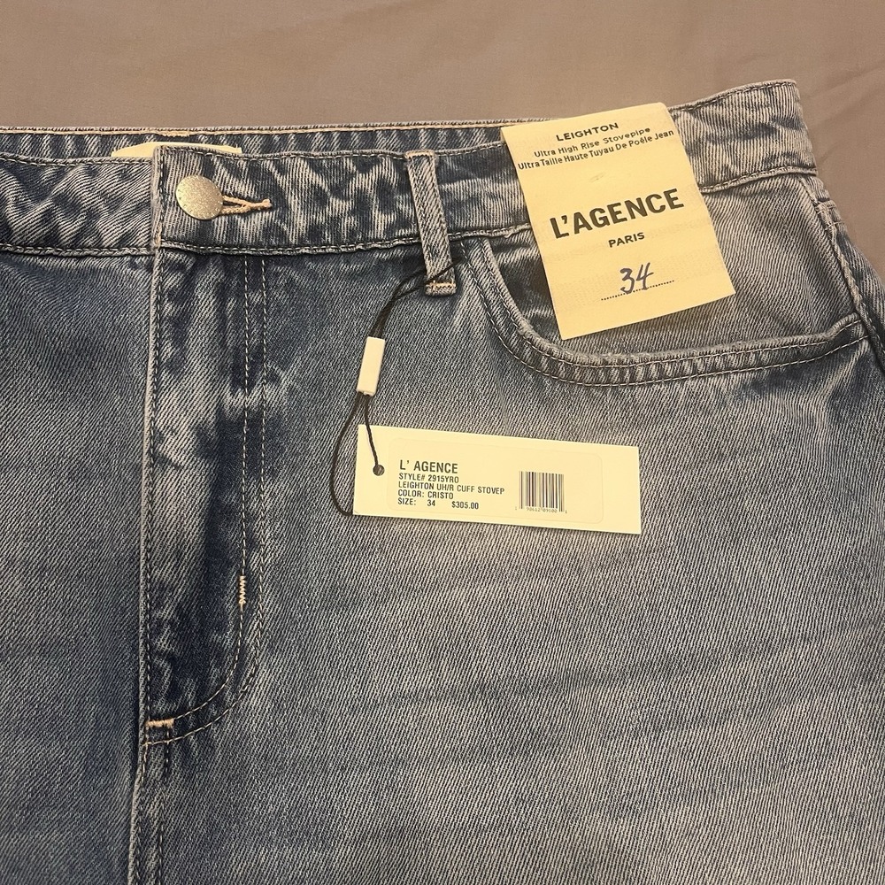 L'AGENCE Leighton Ultra High-Rise Cuff Stovepipe Cristo Size 34 Cotton NWT - Picture 11 of 11